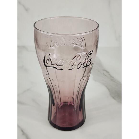 Coca Cola Libbey Drinking Glasses 16oz Embossed 6" Retro Glass Green Brown x3 - Picture 3 of 12